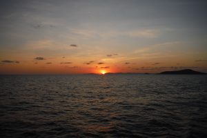 Sun rise as we leave the Whitsundays